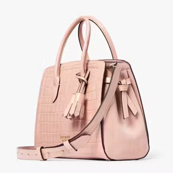 NWT ⭐ K9891 Knott Croc-embossed Leather & Suede Medium Satchel ⭐NWT & DUST BAG - Picture 3 of 17